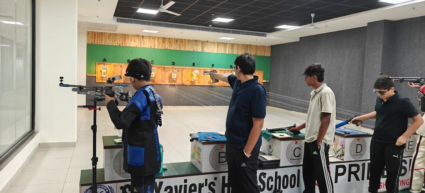 Indoor shooting range with students at the firing points. Not the Sector 92 project.