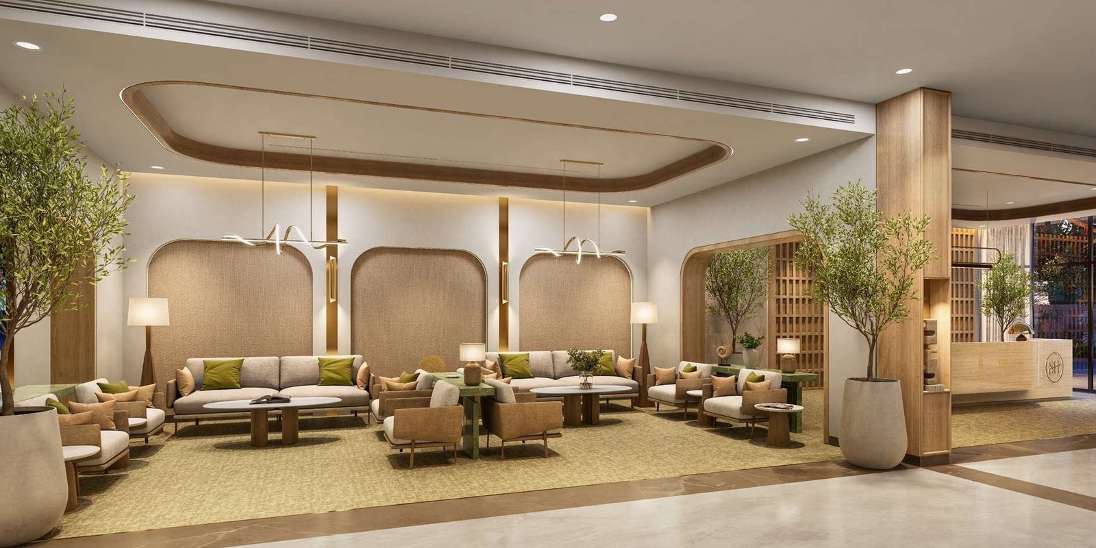 Artist's impression of the clubhouse reception and lounge.